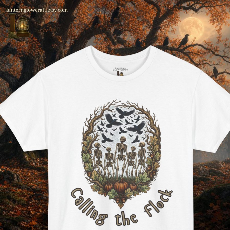 Calling the Flock skeleton tee sample product photo